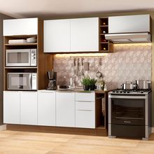 Cozinha Completa Madesa Stella 290002 com Armário e Balcão Rustic/Branco