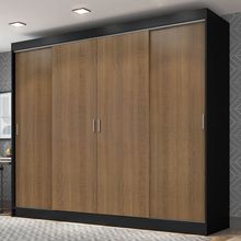 Guarda-Roupa Casal Madesa Austin 4 Portas de Correr 3 Gavetas Preto/Rustic