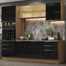 Cozinha Completa Madesa Lux 240002 com Armário e Balcão Rustic/Preto