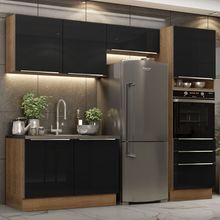 Cozinha Completa Madesa Lux 260005 com Armário e Balcão Rustic/Preto