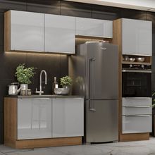 Cozinha Completa Madesa Lux 260005 com Armário e Balcão Rustic/Cinza