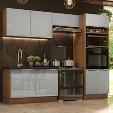 Cozinha Completa Madesa Lux 270001 com Armário e Balcão Rustic/Cinza