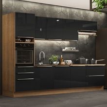 Cozinha Completa Madesa Lux 320004 com Armário e Balcão Rustic/Preto