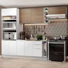 Cozinha Completa Madesa Stella 290002 com Armário e Balcão Branco/Rustic