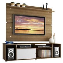 Rack Madesa Cancun e Painel para TV até 65 Polegadas Rustic/Rustic/Branco