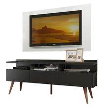 Rack Madesa Londres e Painel para TV até 55 Polegadas Branco/Preto