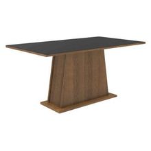 Mesa Madesa Retangular Tampo de Madeira 5364 Rustic/Preto