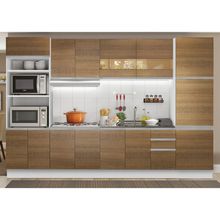 Cozinha Completa Madesa Olimpia 3 Gavetas 14 Portas (Sem Tampo e Pia) Branco/Rustic