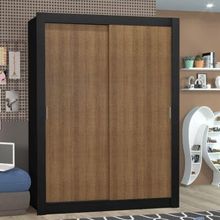 Guarda-Roupa Solteiro Madesa Denver 2 Portas de Correr Preto/Rustic