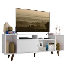 Rack para TV até 65 Polegadas Madesa Cancun com Pés Branco/Rustic
