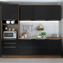 Cozinha Completa Madesa Lux com Armário e Balcão 7 Portas 3 Gavetas Rustic/Preto