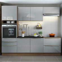 Cozinha Completa Madesa Lux com Armário e Balcão 6 Portas 5 Gavetas Rustic/Cinza