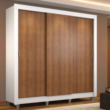 Guarda Roupa Casal Madesa Mônaco 3 Portas de Correr com Pés Branco/Rustic