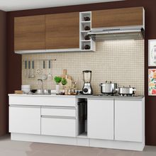 Cozinha Completa Madesa Parma com Armário e Balcão (Sem Pia e Tampo) Branco/Branco/Rustic