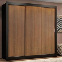 Guarda Roupa Casal Madesa Lyon Plus 3 Portas de Correr 4 Gavetas Preto/Rustic
