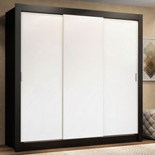 Guarda Roupa Casal Madesa Lyon 3 Portas de Correr 2 Gavetas Preto/Branco