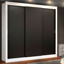 Guarda Roupa Casal Madesa Lyon Plus 3 Portas de Correr 4 Gavetas Branco/Preto