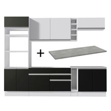 Cozinha Completa Madesa Vicenza com Armário e Balcão Branco/Preto + Tampo