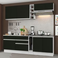 Cozinha Completa Madesa Parma com Armário e Balcão (Sem Pia e Tampo) Branco/Preto