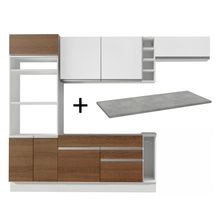 Cozinha Completa Madesa Safira com Armário e Balcão Branco/Rustic + Tampo