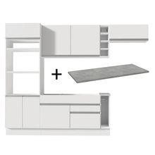 Cozinha Completa Madesa Safira com Armário e Balcão Branco + Tampo