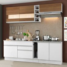 Cozinha Completa Madesa Parma com Armário e Balcão (Sem tampo e Pia) Branco/Branco/Rustic