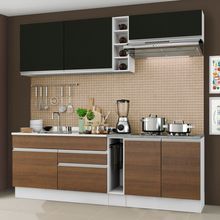 Cozinha Completa Madesa Parma com Armário e Balcão (Sem Pia e Tampo) Branco/Preto/Rustic