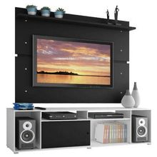 Rack Madesa Cancun e Painel para TV até 65 Polegadas Branco/Preto/Preto