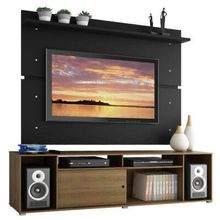 Rack Madesa Cancun e Painel para TV até 65 Polegadas Rustic/Preto