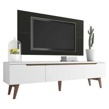 Rack Madesa Reims e Painel para TV até 55 Polegadas 2 Portas e 1 Gaveta Branco/Preto