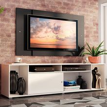 Rack Madesa Cancun e Painel para TV até 58 Polegadas Branco/Preto 098N