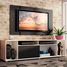 Rack Madesa Cancun e Painel para TV até 58 Polegadas Branco/Preto 738N