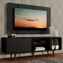 Rack Madesa Dubai com Pés e Painel para TV até 58 Polegadas Preto/Rustic 8ND8