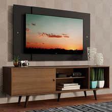 Rack Madesa Dubai com Pés e Painel para TV até 58 Polegadas Rustic/Preto 5ZD8