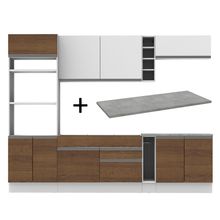 Cozinha Completa Madesa Vicenza com Armário e Balcão Branco/Rustic + Tampo