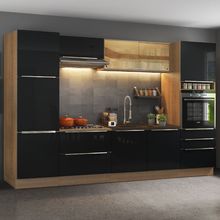 Cozinha Completa Madesa Lux com Armário e Balcão Rustic/Preto