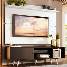 Rack Madesa Dubai e Painel para TV até 65 Polegadas com Pés Preto/Branco 8N09