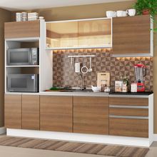 Cozinha Completa Madesa 100% MDF Acordes com Armário, Torre e Balcão (Sem Tampo e Pia) Branco/Rustic