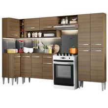 Cozinha Completa de Canto Reto Madesa Emilly Sun com Armário e Balcão 11 Portas 1 Gaveta Rustic