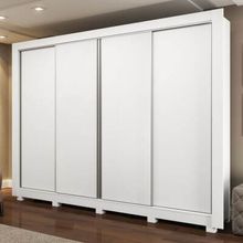 Guarda-Roupa Casal Madesa Montana 4 Portas de Correr de Madeira Com Pés Branco