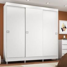 Guarda-Roupa Casal Madesa Napoli 3 Portas de Correr com Pés Branco