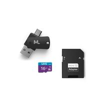Kit 4 em 1 Cartão De Memória Ultra High Speed-I + Adaptador USB Dual Drive + Adaptador SD 16GB até 80 Mb/S De Velocidade Multilaser - MC150