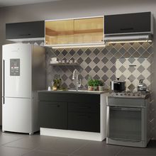 Cozinha Compacta Madesa Agata 280001 com Armário e Balcão Branco/Preto
