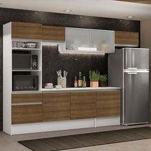 Cozinha Completa Madesa Topazio 300001 com Armário, Balcão e Tampo Branco/Rustic