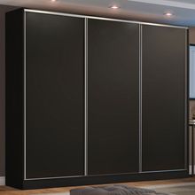 Guarda Roupa Casal 100% MDF Madesa Zurique 3 Portas de Correr Preto