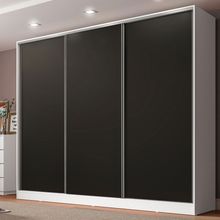 Guarda Roupa Casal 100% MDF Madesa Royale 3 Portas de Correr Branco/Preto