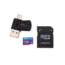 Kit 4 em 1 Cartão De Memória Ultra High Speed-I U3 + Adaptador USB Dual Drive + Adaptador SD 128GB até 90 Mb/S De Velocidade Multilaser - MC153
