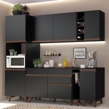Cozinha Completa Madesa Reims 235002 com Armário e Balcão Preto
