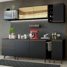 Cozinha Completa Madesa Reims 235001 com Armário e Balcão Preto