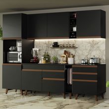 Cozinha Completa Madesa Reims 260005 com Armário e Balcão Preto
